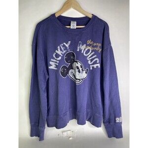 Disney Store Mickey Mouse Embroidered Stonewash Pullover Sweatshirt Mens Size L